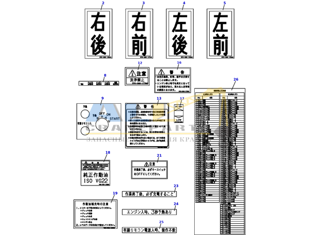 Табличка смазки TADANO 121-171-40000 для CL-500-1
