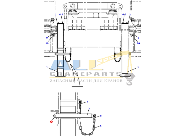 Стопорный палец TADANO 370-002-01100 для CL-500-1