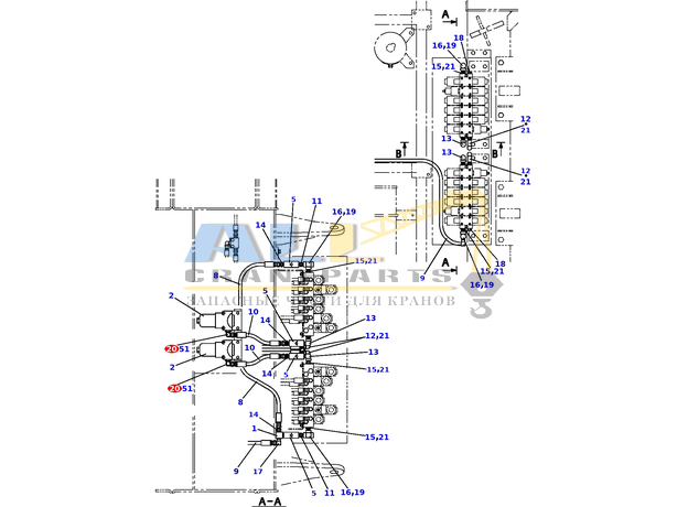 Соединение с уплотнительным кольцом TADANO 370-009-08720 для CL-500-1