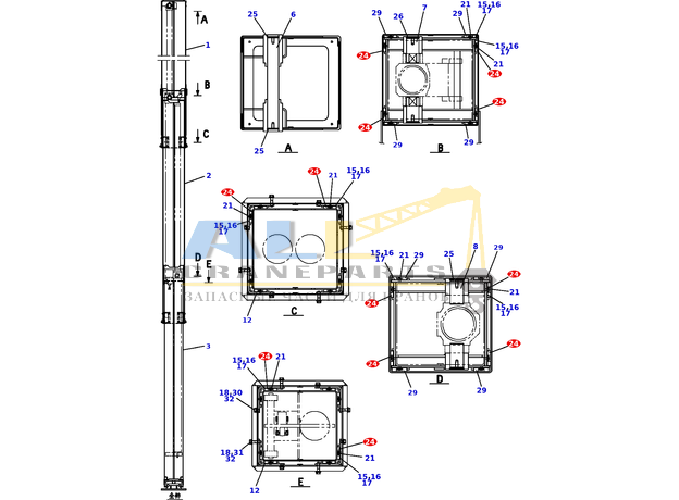 Направляющая пластина TADANO 370-020-02170 для CL-500-1