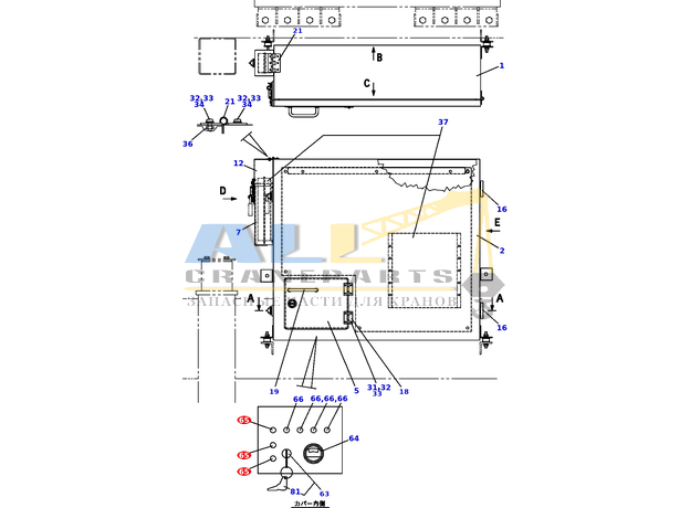 Фонарь в сборе TADANO 754-300-12700 для CL-500-1