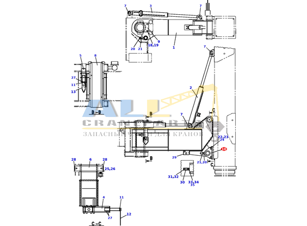 Опора TADANO 756-100-11200 для CL-500-1